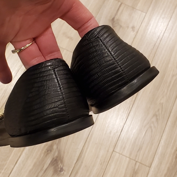 Vince "Ida" Sandals, Gold/Tan/Black, Open Toe, Croc Embossed, Size 8/8.5, EUC - Picture 8 of 15